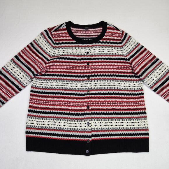 Talbots Womens Plus Size 1X Cardigan Sweater Fair Isle Lambswool Holiday Nordic - Picture 13 of 13